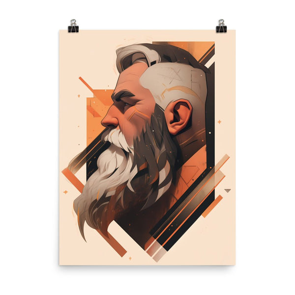 Gay Art: David, Gay Print, Gay Muscle Bear Art, portrait of a bearded man in warm tones.