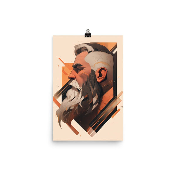 Stylized portrait of a bearded man in warm colors, gay art print.
