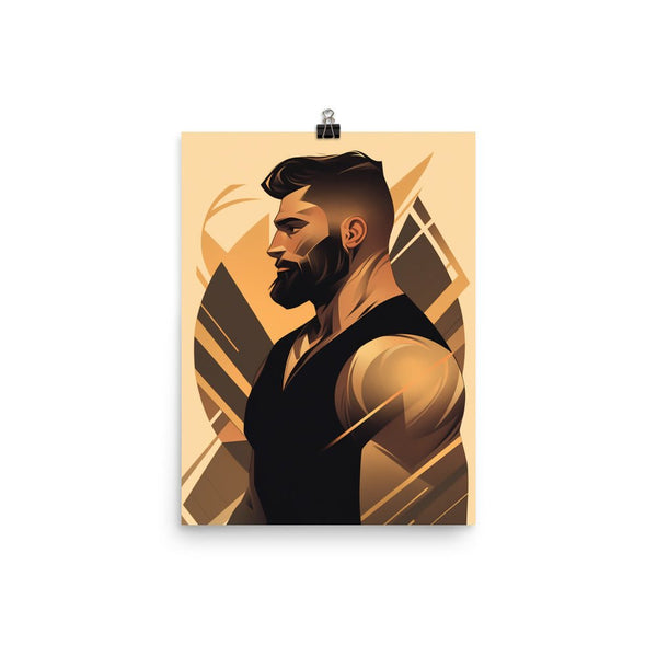 Gay Art: Ian, Gay Print, Gay Muscle Bear Art, stylish bearded man illustration, bold colors