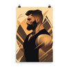 Gay Art: Ian, Gay Print, muscular bearded man illustration, gay pride decor.