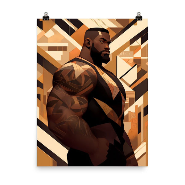 Gay Art: JACK, gay muscle bear poster featuring a muscular man in geometric design.