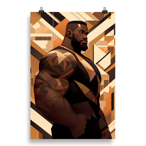 Gay Art: JACK, Gay Print, Gay Muscle Bear Art featuring a muscular man in a geometric design.