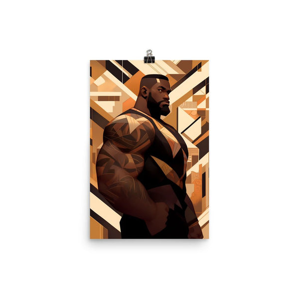 Gay Art: JACK, Gay Print, Gay Muscle Bear Art, muscular man illustration with geometric patterns.