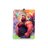 Gay Art: Tom, Gay Print, Gay Muscle Bear Art, colorful bearded muscle bear poster.
