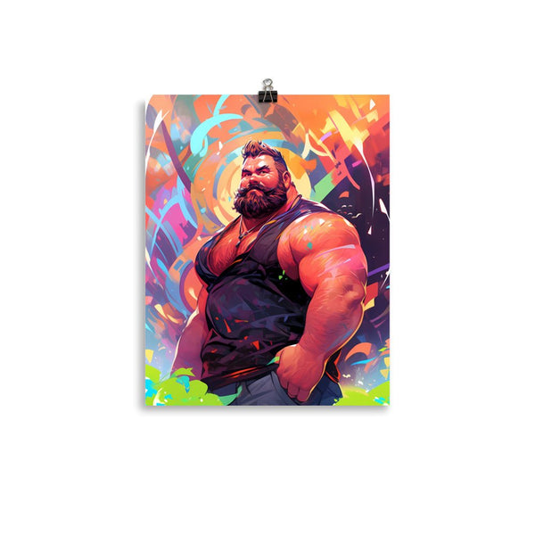 Gay Art: Tom, Gay Print, Gay Muscle Bear Art, Hot Gay Bear, Jock Muscle, Bearded Hot Daddy Poster.