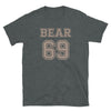 Gay Bear 69 Community Tshirt for Gay Pride ShirtGay Bear Clothing in dark grey with graphic number design.
