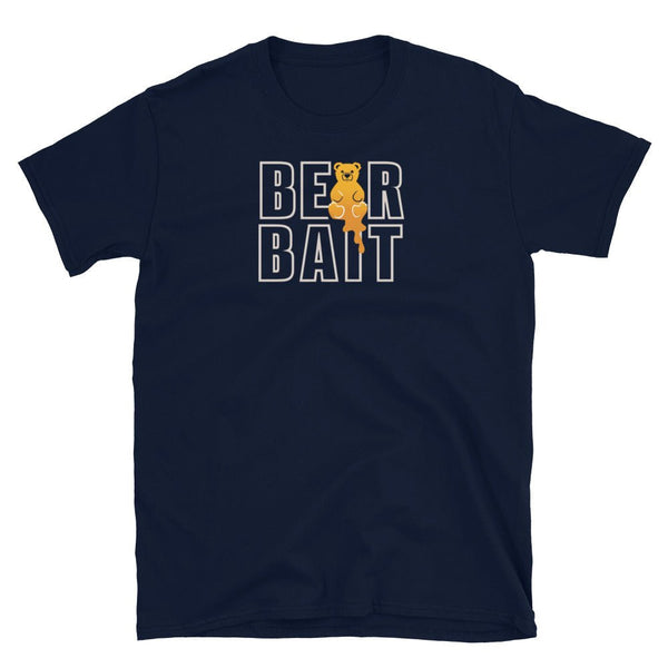 Gay Bear Community Tshirt for Gay Pride ShirtGay Bear Tee featuring 'Bear Bait' design on navy background.