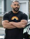 Man wearing Gay Bear Community Tshirt for Gay Pride ShirtGay Bear Tee Rainbow with rainbow graphic.