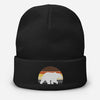 Gay Bear Embroidered Beanie Gay Hat LGBTQIA featuring a bear graphic on a black background.