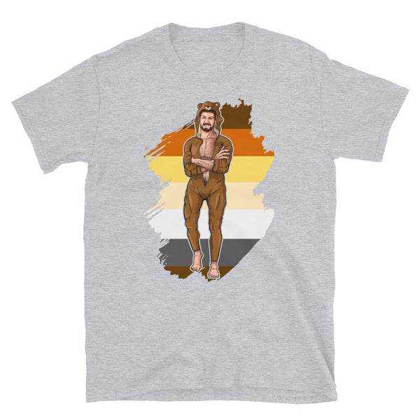Gay Bear - Gay pride shirt - LGBT shirt - Gay Pride - Gay Bear Pride - Gay Pride shirt men - Feed Me Bears - Muscle Bear Man design on grey shirt.