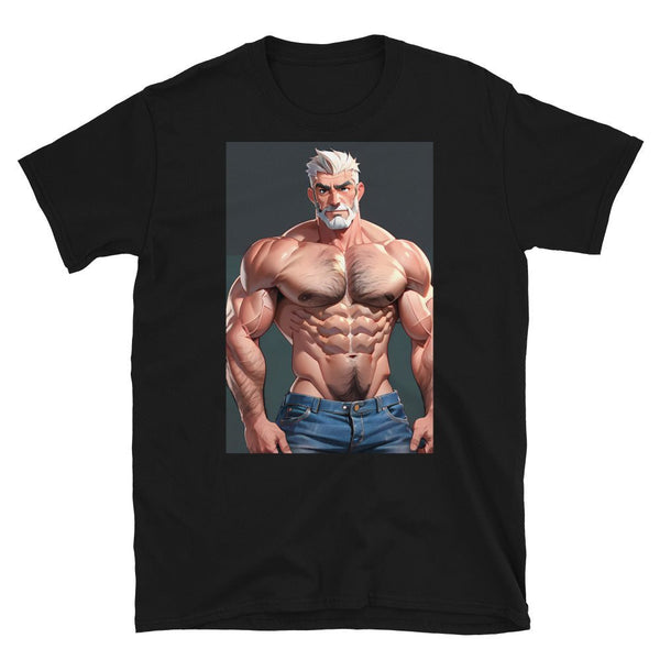 Gay Bear Jock T-Shirt Bear Pride Outfit Daddy Bear Muscle Bear Gift for Bear 2 featuring a muscular man graphic.