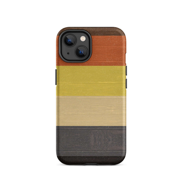 Gay Bear Pride Flag Wooden Texture Print iPhone® Clear Case with bold stripes.