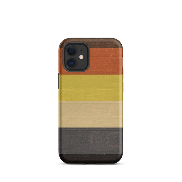 Gay Bear Pride Flag Wooden Texture Print iPhone® Clear Case with colorful stripes.