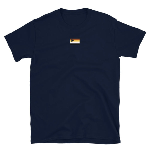 Gay Bear Pride Flag Shirt PrideT shirt for Gay Bear Men Community 33 on navy fabric.
