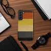 Gay Bear Pride Flag Wooden Texture Print Case for Samsung® on a wooden desk.