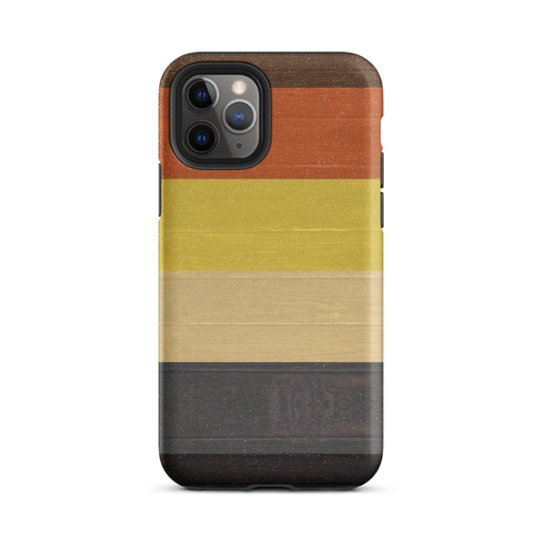 Gay Bear Pride Flag Wooden Texture Print iPhone® Clear Case with colorful striped design.