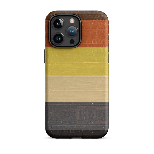 Gay Bear Pride Flag Wooden Texture Print iPhone® Clear Case showing colorful stripes