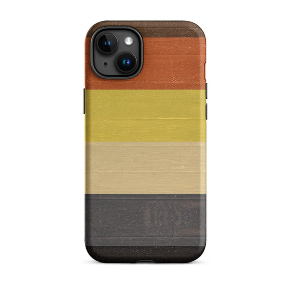 Gay Bear Pride Flag Wooden Texture Print iPhone® Clear Case featuring earthy color stripes.