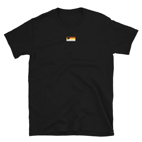 Black t-shirt featuring Gay Bear Pride Subtle Flag design, ideal gay pride apparel.