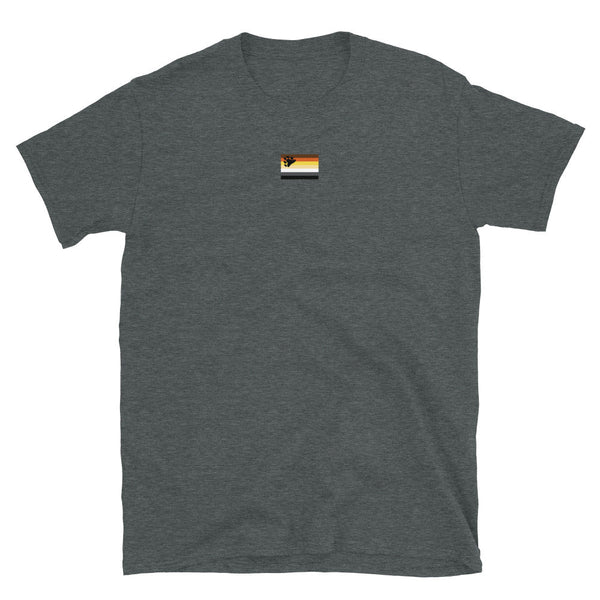 Dark heather t-shirt featuring Gay Bear Pride Subtle Flag design, comfy and durable fabric.