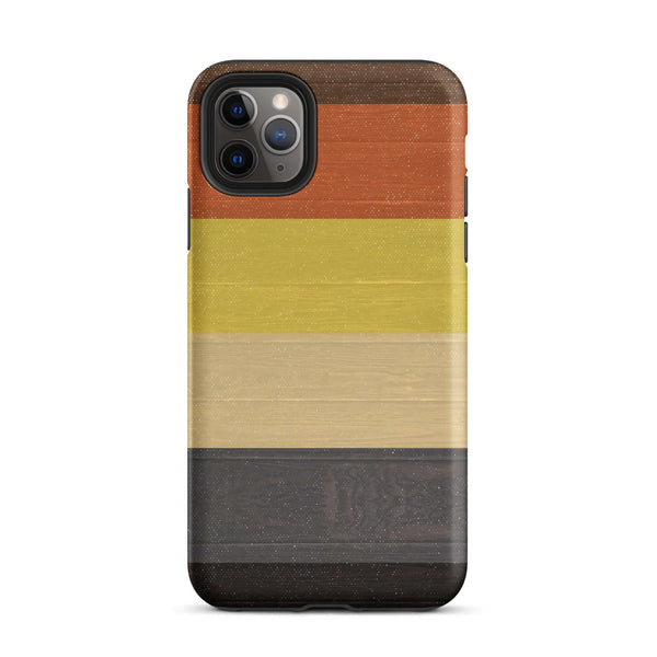 Gay Bear Pride Flag Wooden Texture Print iPhone® Clear Case with striped design