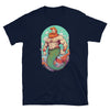 Navy blue t-shirt featuring a muscular merman in a bear pride design.