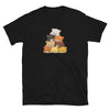 Black shirt featuring stacked cartoon bears design, gay bear shirt for pride.