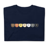 Gay Bear T-Shirt - Cute Cub Colors featuring colorful bear faces on navy shirt.
