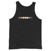 Gay Bear Tanktop Bear Pride Flag Colours with colorful bear graphics on a black shirt.