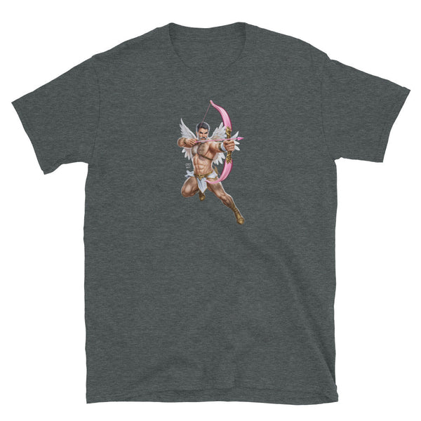 Gay Cupid Daddy Valentines Unisex T-Shirt - Gay Queer Tee Halloween Shirt featuring a muscular cupid graphic.