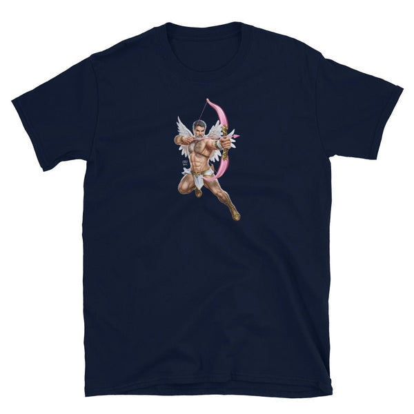 Gay Cupid Daddy Valentines Unisex T-Shirt - Gay Queer Tee Halloween Shirt, navy with graphic design of Cupid.