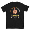 Gay Daddy Bear Leather Xmas -Christmas Don't Make Me Use My Daddy Voice T-Shirt, black, featuring a muscular Santa graphic.
