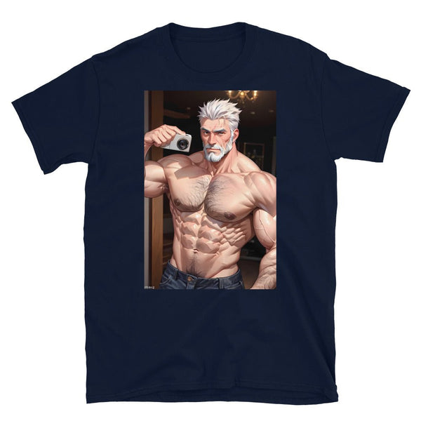Gay Daddy Jock T-Shirt Bara Pride Outfit Daddy Bear Muscle Bear Gif design with muscular animated man.