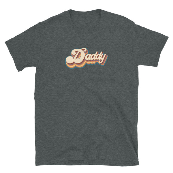 Gay Daddy shirt with retro design on a dark grey t-shirt, perfect gay gift.
