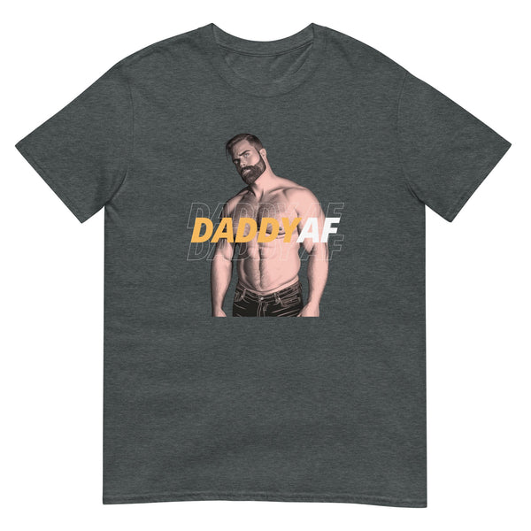 Gay Daddy T-Shirt featuring a muscular man and bold text design.