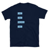 Gay Grindr Hookup Dialogue Shirt featuring texting graphics in blue on navy.
