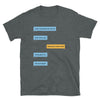Gay Grindr Hookup Dialogue Shirt featuring text conversations on a dark gray tee.