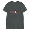 Gay I Love Muscle Bears Gay Emoji Shirt on dark background, featuring bear and weight emoji.