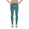Abstract Teal Jogging Pants, Galaxy Yoga Leggings for Men featuring vibrant green design.