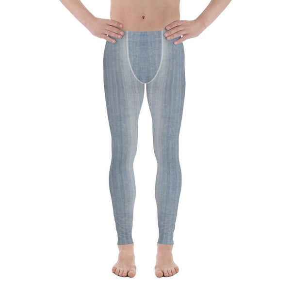Light Demin Print Jogging Pants, Galaxy Yoga Leggings for Men featuring a denim design.