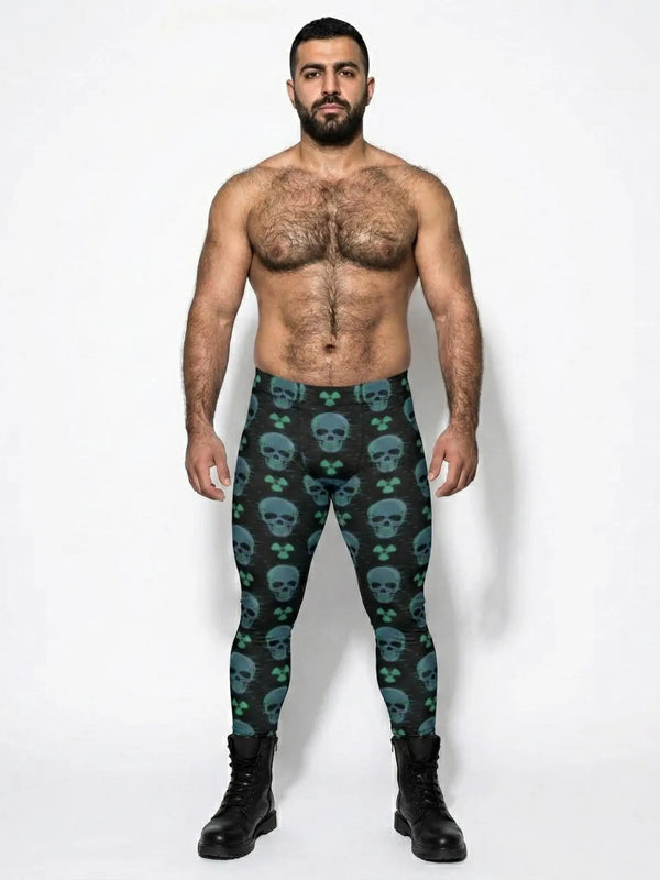 Men's leggings with skull design, perfect for techwear and pride apparel.