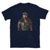 Gay Older Daddy Bear Leather Shirt - Pride Gay Biker Daddy Bear t-shirt with a masculine model.