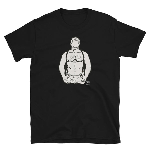 Gay Pride Shirt - Daddy BearLGBT Pride Rainbow For Gay Bear Shirt with bear graphic on black fabric.