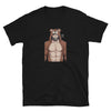 Gay Pride Shirt - Daddy BearLGBT Pride Rainbow For Gay Bear Tees featuring a muscular man in a bear hooded shirt.