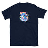 Gay Pride Shirts LGBTQ Ally Gift Shark Rainbow Gay Flag Funny LGBTQ Pride on navy t-shirt.