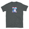 Gay Pride Shirts LGBTQ Ally Gift Shark Rainbow Gay Flag Funny LGBTQ Pride graphic on a dark t-shirt.