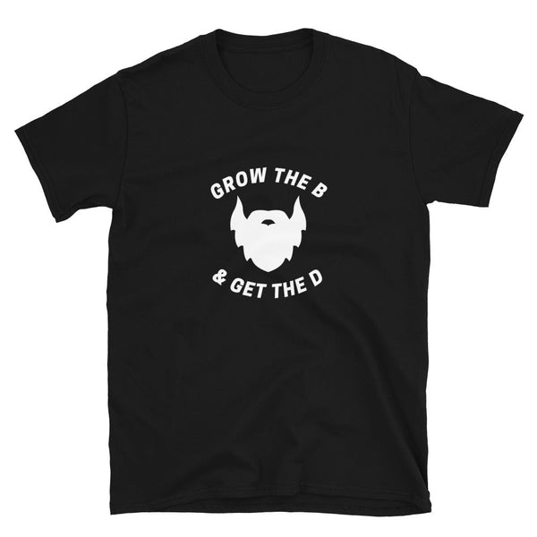 Black gay shirt with humorous beard graphic, perfect for pride events.