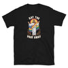 Black t-shirt featuring Gay The Pray Away Shirt design with rainbow elements.