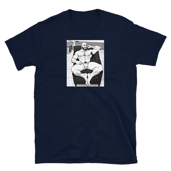 Gay vintage picture Art Daddy Gay LGBTQ Pride Leather Daddy Gay Pride shirt featuring muscular man in graphic.