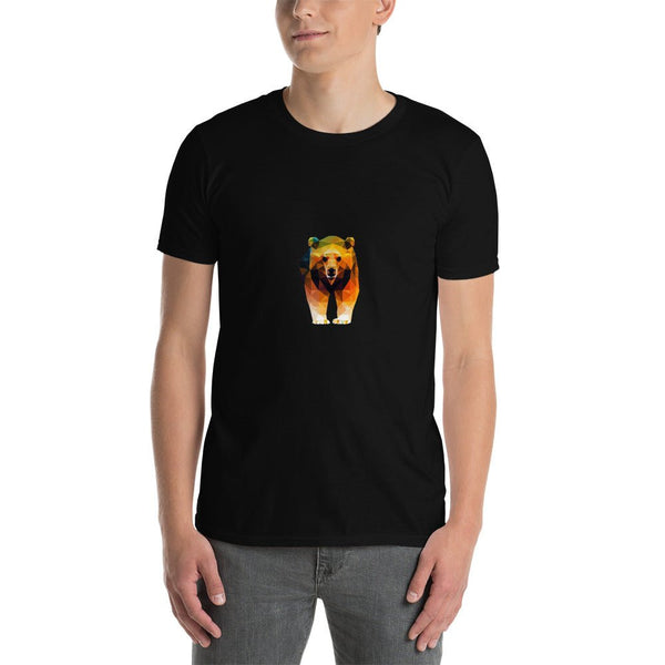 Model wearing Geometric Gay Bear T-Shirt Bear Pride Outfit Gay Pride Bear LQBTQ Tee Bear Flag LGBTQ.